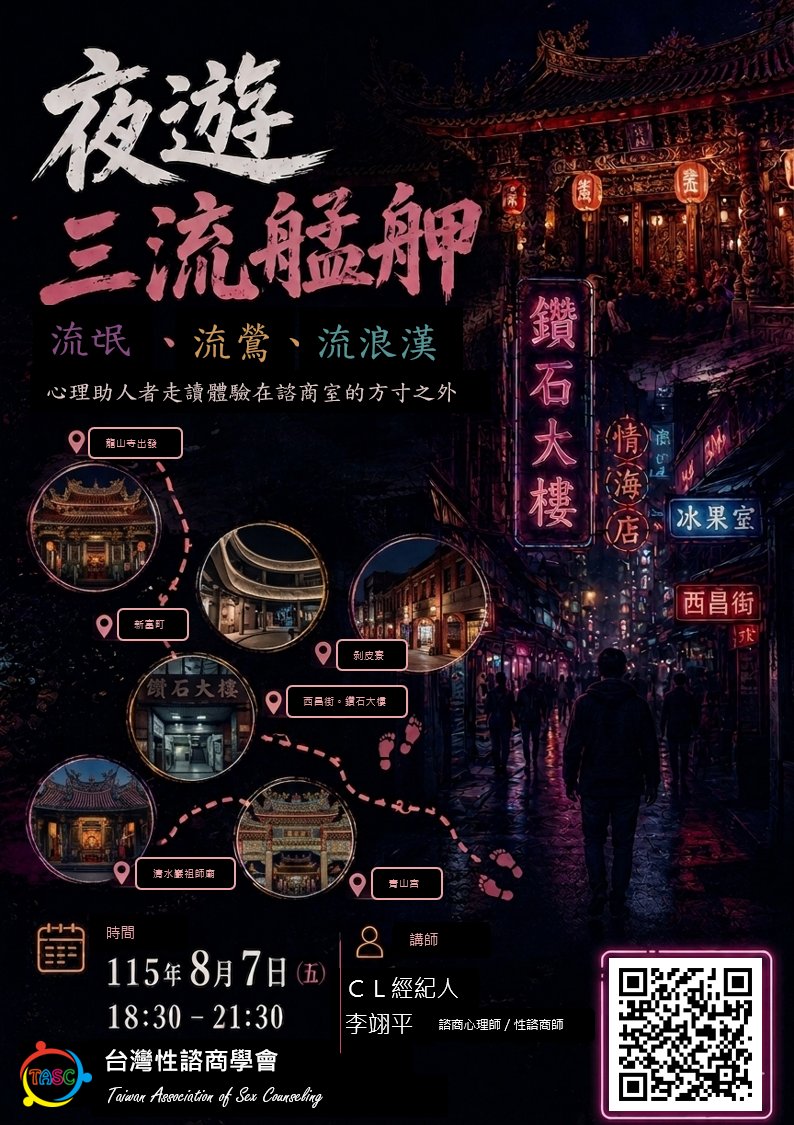 夜遊三流艋舺:流氓、流鶯、流浪漢 課程海報